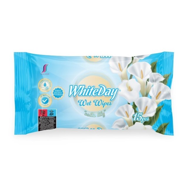 ΥΓΡΑ ΜΑΝΤΗΛΑΚΙΑ ΤΣΕΠΗΣ WHITEDAY 15ΤΕΜ ΔΙΑΦΟΡΑ ΑΡΩΜΑΤΑ ΣΕ ΣΤΑΝΤ