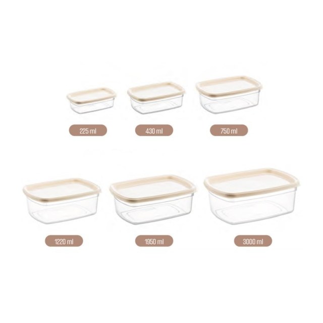 ΦΑΓΗΤΟΔΟΧΕΙΟ EASYBOX ΟΡΘΟΓΩΝΙΟ ΣΕΤ 6 ΤΕΜ 225ml-430ml-750ml-1220ml-1950ml-3000ml No661