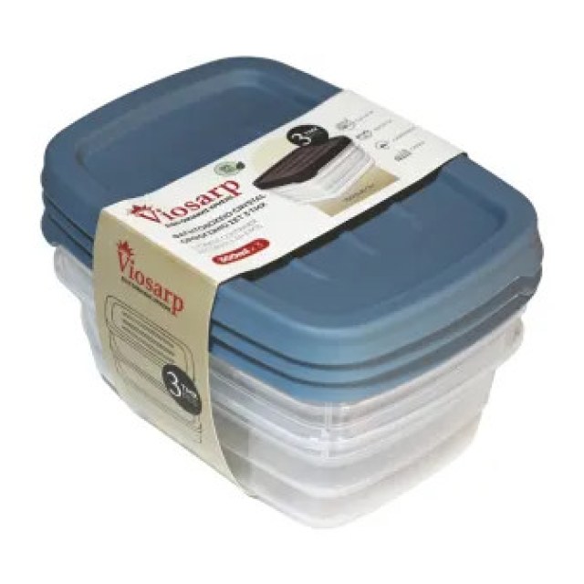 ΦΑΓΗΤΟΔΟΧΕΙΟ CRYSTAL ΟΡΘΟΓΩΝΙΟ ΣΕΤ 3 ΤMX 300ml