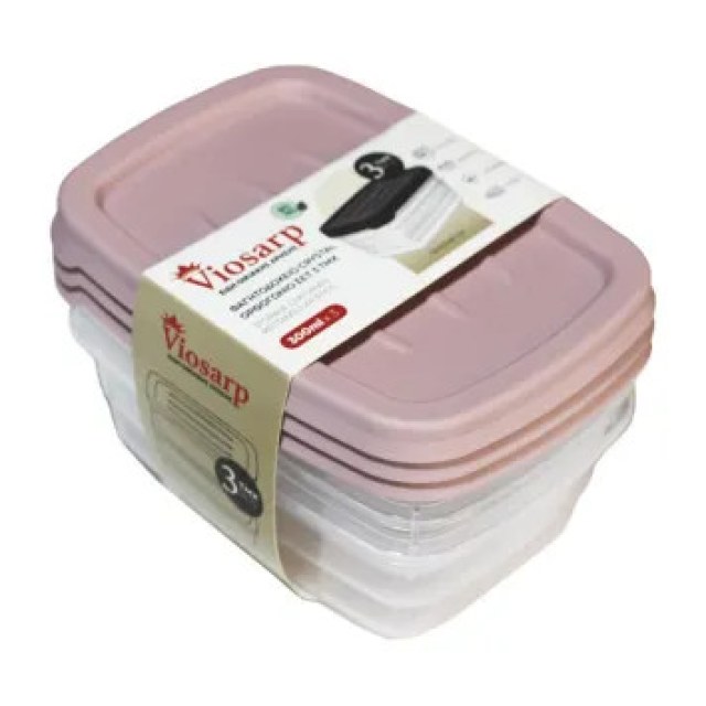ΦΑΓΗΤΟΔΟΧΕΙΟ CRYSTAL ΟΡΘΟΓΩΝΙΟ ΣΕΤ 3 ΤMX 300ml