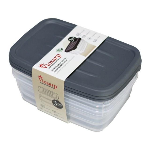ΦΑΓΗΤΟΔΟΧΕΙΟ CRYSTAL ΟΡΘΟΓΩΝΙΟ ΣΕΤ 3 ΤΜΧ 600ml