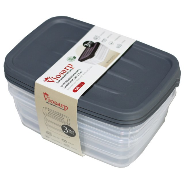 ΦΑΓΗΤΟΔΟΧΕΙΟ CRYSTAL ΟΡΘΟΓΩΝΙΟ ΣΕΤ 3 ΤMX 1,2L