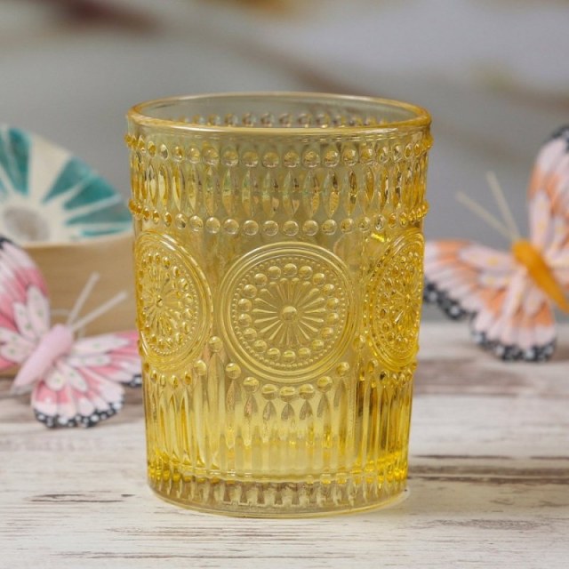 ΠΟΤΗΡΙ ΓΥΑΛΙΝΟ ΝΕΡΟΥ ΧΡΩΜΑΤΙΣΤΟ 300ml ΣΧΕΔΙΟ VINTAGE ΣΕΤ 6 ΤΜΧ Νο52104