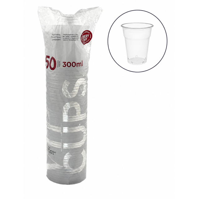 ΠΟΤΗΡΙΑ ΠΛΑΣΤΙΚΑ Νο504 50ΤΜΧ ΚΡΥΣΤΑΛ 300ml